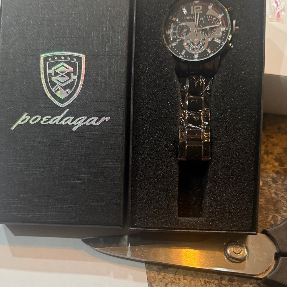 #6 Geneva Black Multi-Function Watch NWT - image 5